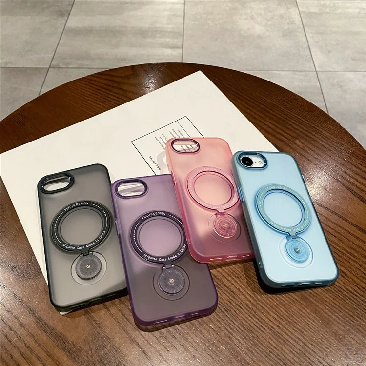 Funda Magnética con Soporte para iPhone 16e - TPU + PC Carcasa Trasera - Azul Transparente