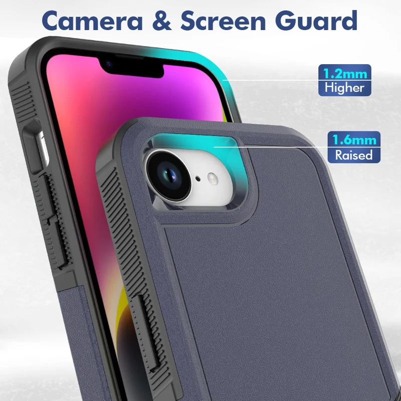 For iPhone 17e / 16e Case 2 in 1 PC + TPU Shockproof Phone Cover - Dark Blue