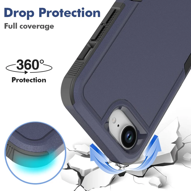 For iPhone 17e / 16e Case 2 in 1 PC + TPU Shockproof Phone Cover - Dark Blue