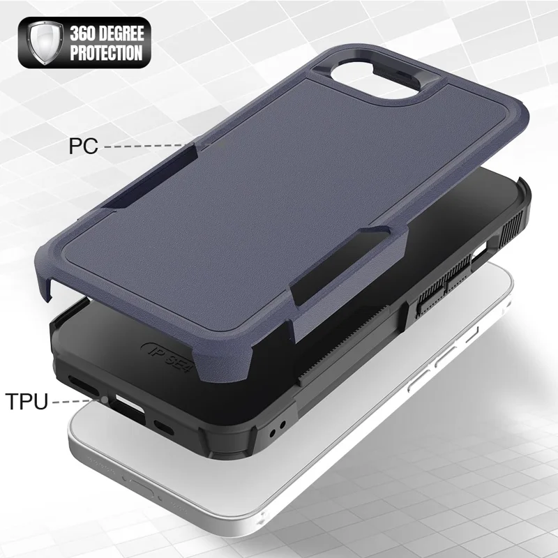 For iPhone 17e / 16e Case 2 in 1 PC + TPU Shockproof Phone Cover - Dark Blue