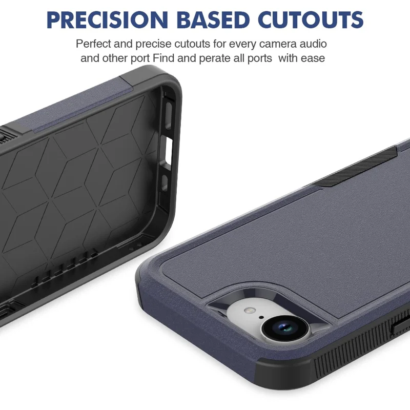 For iPhone 17e / 16e Case 2 in 1 PC + TPU Shockproof Phone Cover - Dark Blue