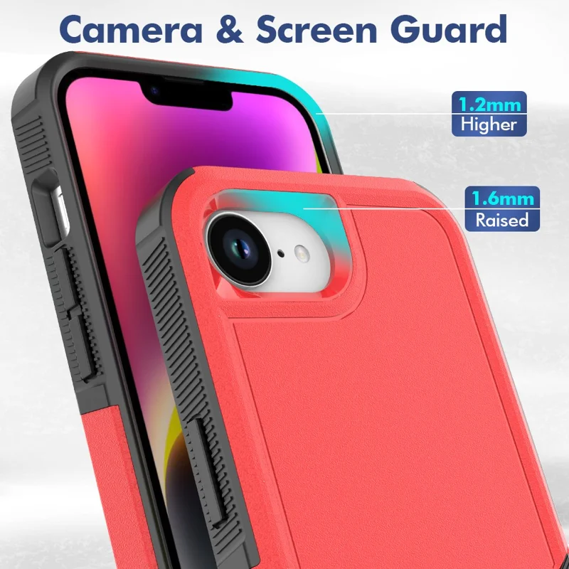 For iPhone 17e / 16e Case 2 in 1 PC + TPU Shockproof Phone Cover - Red