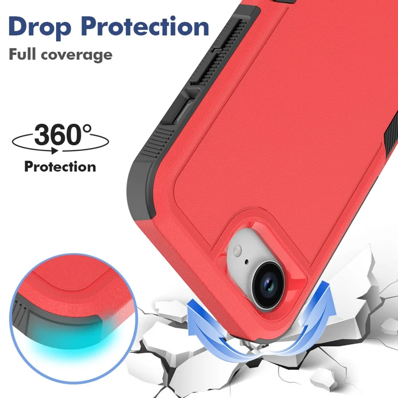 For iPhone 17e / 16e Case 2 in 1 PC + TPU Shockproof Phone Cover - Red
