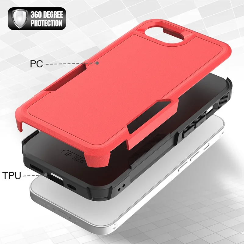 For iPhone 17e / 16e Case 2 in 1 PC + TPU Shockproof Phone Cover - Red