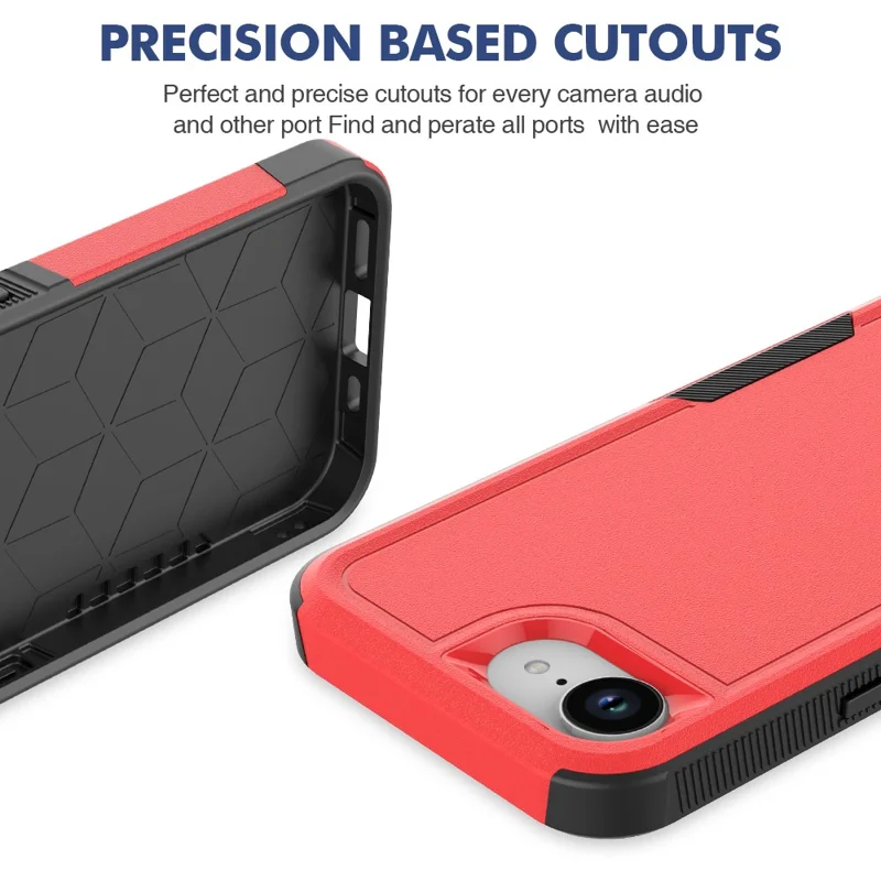 For iPhone 17e / 16e Case 2 in 1 PC + TPU Shockproof Phone Cover - Red
