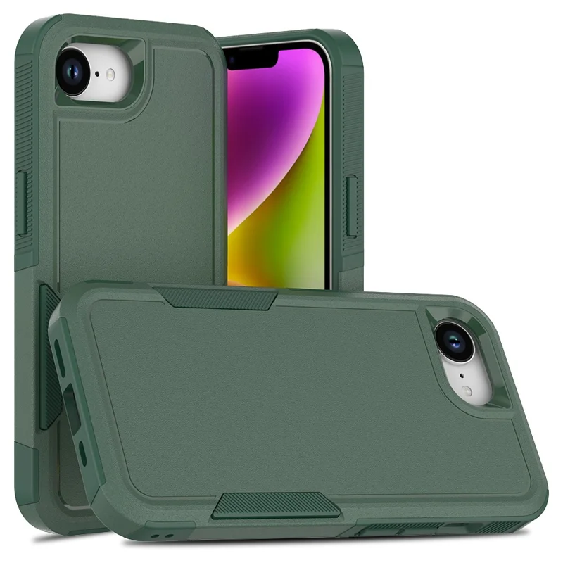 For iPhone 17e / 16e Case 2 in 1 PC + TPU Shockproof Phone Cover - Dark Green