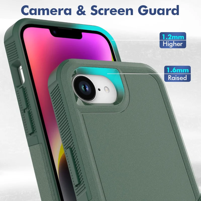 For iPhone 17e / 16e Case 2 in 1 PC + TPU Shockproof Phone Cover - Dark Green