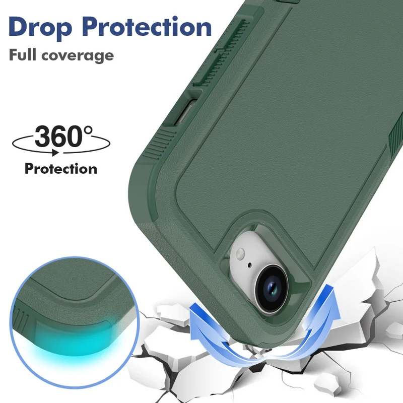 For iPhone 17e / 16e Case 2 in 1 PC + TPU Shockproof Phone Cover - Dark Green
