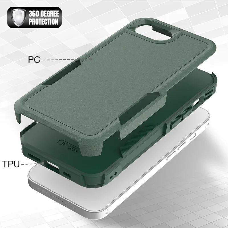 For iPhone 17e / 16e Case 2 in 1 PC + TPU Shockproof Phone Cover - Dark Green