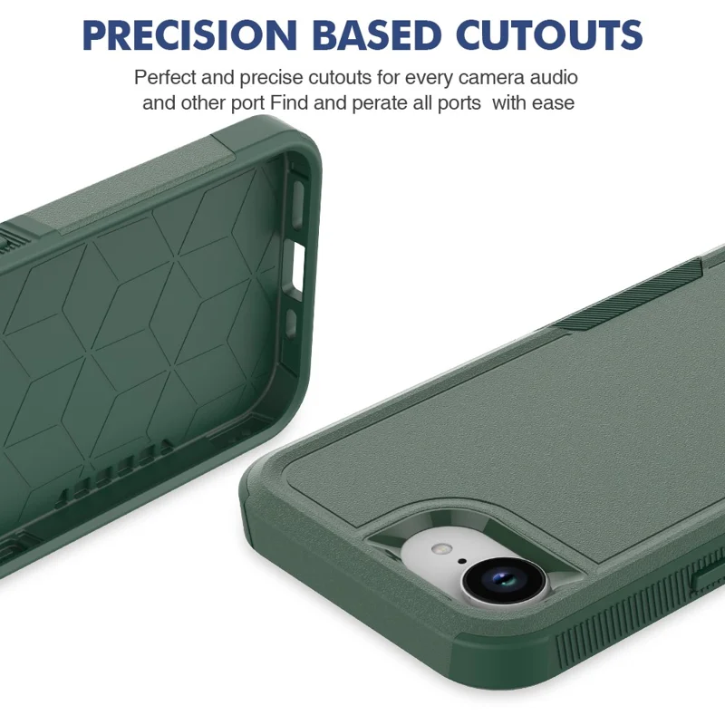 For iPhone 17e / 16e Case 2 in 1 PC + TPU Shockproof Phone Cover - Dark Green