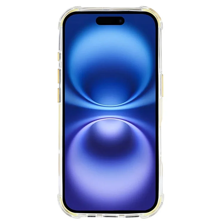 For iPhone 16 Magnetic Clear Case Shockproof Hybrid Phone Shell with Camera Lens Frame Kickstand - Gold