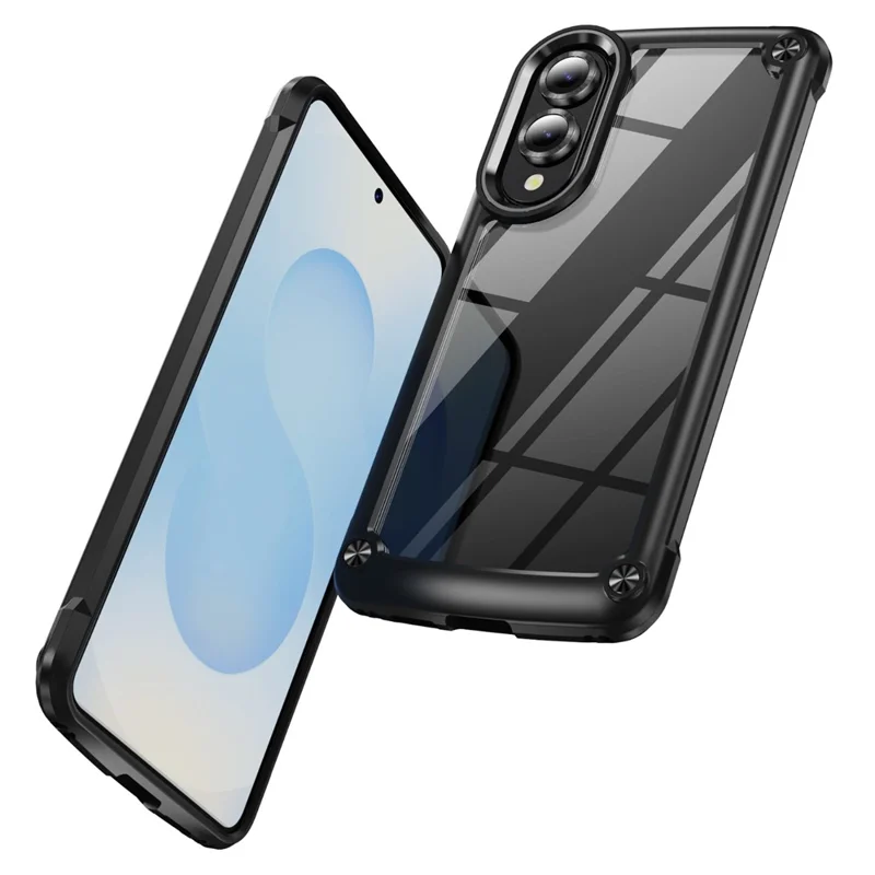 For Samsung Galaxy S25 Edge Case Anti-Drop Alloy Lens Frame PC + TPU Phone Cover - Black