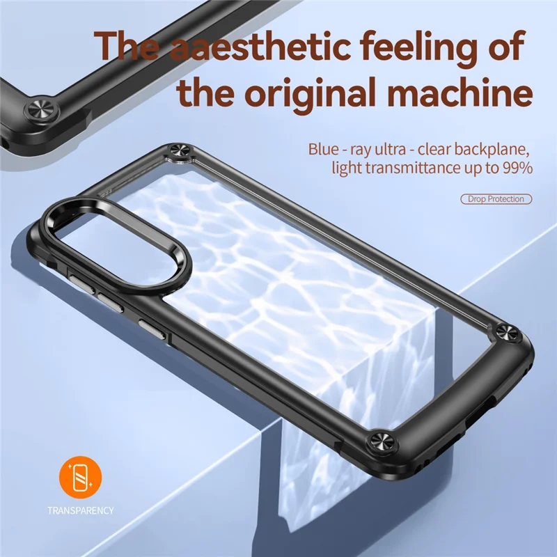 For Samsung Galaxy S25 Edge Case Anti-Drop Alloy Lens Frame PC + TPU Phone Cover - Black