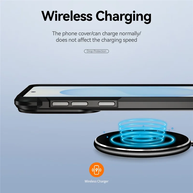 For Samsung Galaxy S25 Edge Case Anti-Drop Alloy Lens Frame PC + TPU Phone Cover - Black