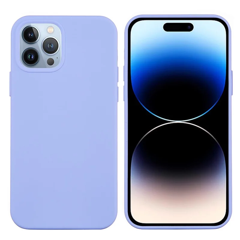 Bulk Purchasing For iPhone 14 Pro Max Case Liquid Silicone Soft Lining Back Phone Cover - Purple
