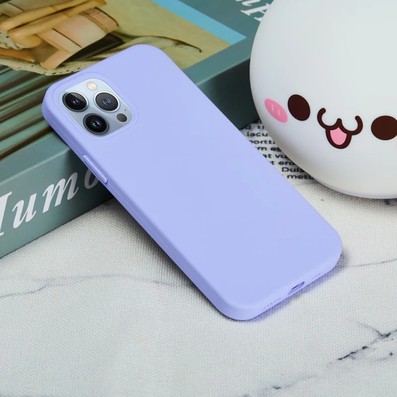 Bulk Purchasing For iPhone 14 Pro Max Case Liquid Silicone Soft Lining Back Phone Cover - Purple