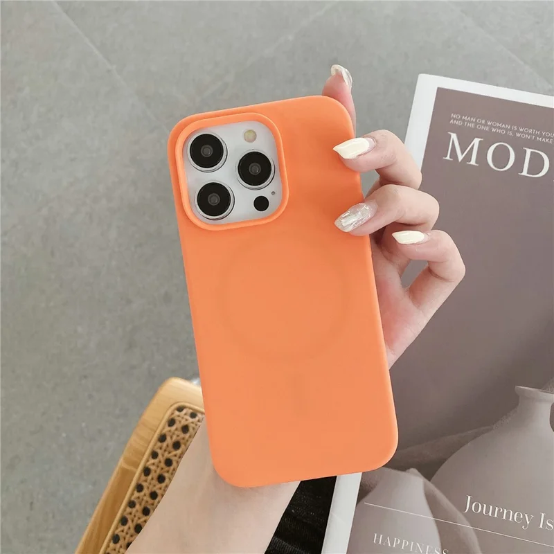 Bulk Purchasing For iPhone 14 Pro Max Case Compatible with MagSafe Anti-Drop Liquid Silicone Phone Cover - Orange