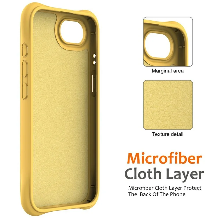 For iPhone 16e Case Compatible with MagSafe Ripple Texture Liquid Silicone Protective Cover with Strap - Yellow