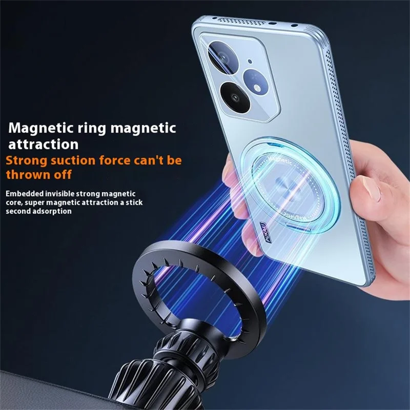 For Realme Neo7 5G Magnetic Case Kickstand TPU PC Heat Dissipation Phone Cover - Grey