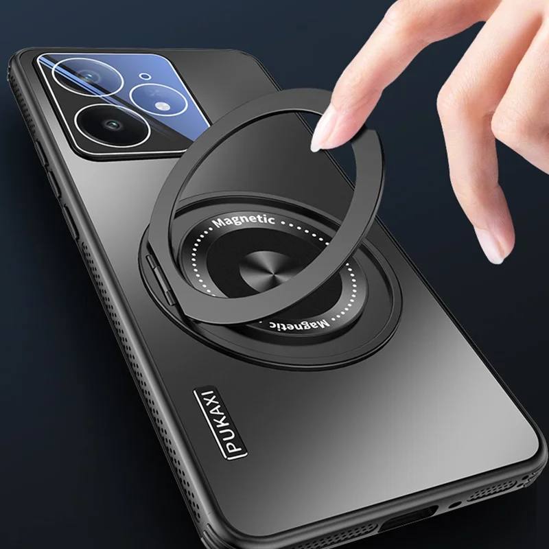 For Realme Neo7 5G Magnetic Case Kickstand TPU PC Heat Dissipation Phone Cover - Grey