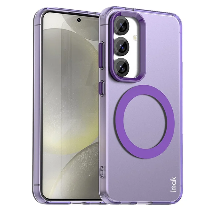 IMAK Étui pour Samsung Galaxy S25 Compatible avec MagSafe Couleur bonbon Anti-chute TPU + Housse arrière en PET - Violet
