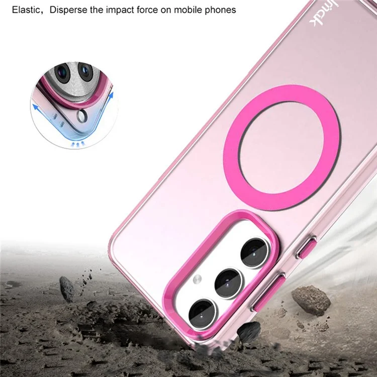 IMAK Pour Coque Samsung Galaxy S25 Compatible avec MagSafe Couleur Bonbon Anti-Chute TPU + PET Dos - Orange