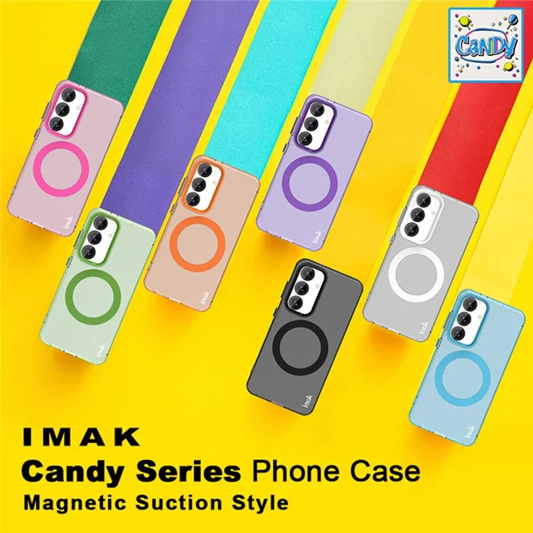 IMAK Pour Coque Samsung Galaxy S25 Compatible avec MagSafe Couleur Bonbon Anti-Chute TPU + PET Dos - Orange