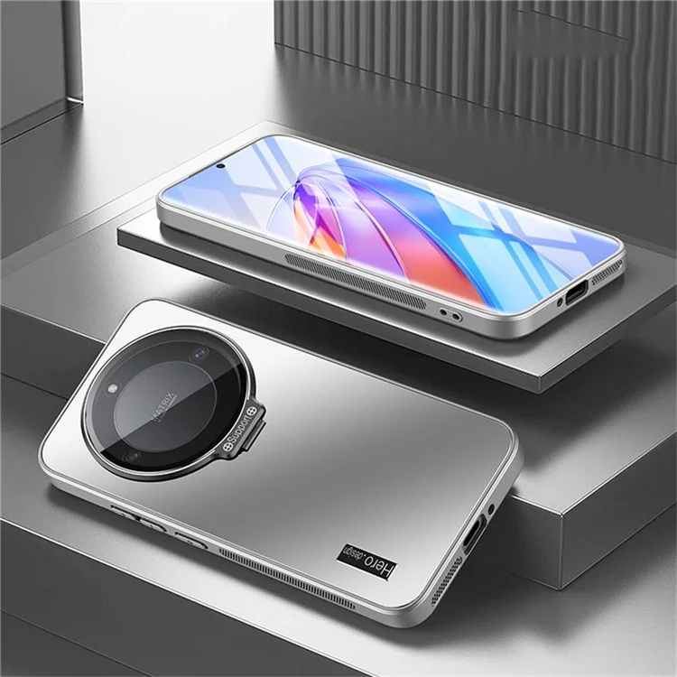 Étui pour téléphone For Honor X40 5G / X9a 5G avec cadre de lentille, support et protection contre les chutes en TPU + PC - Argent