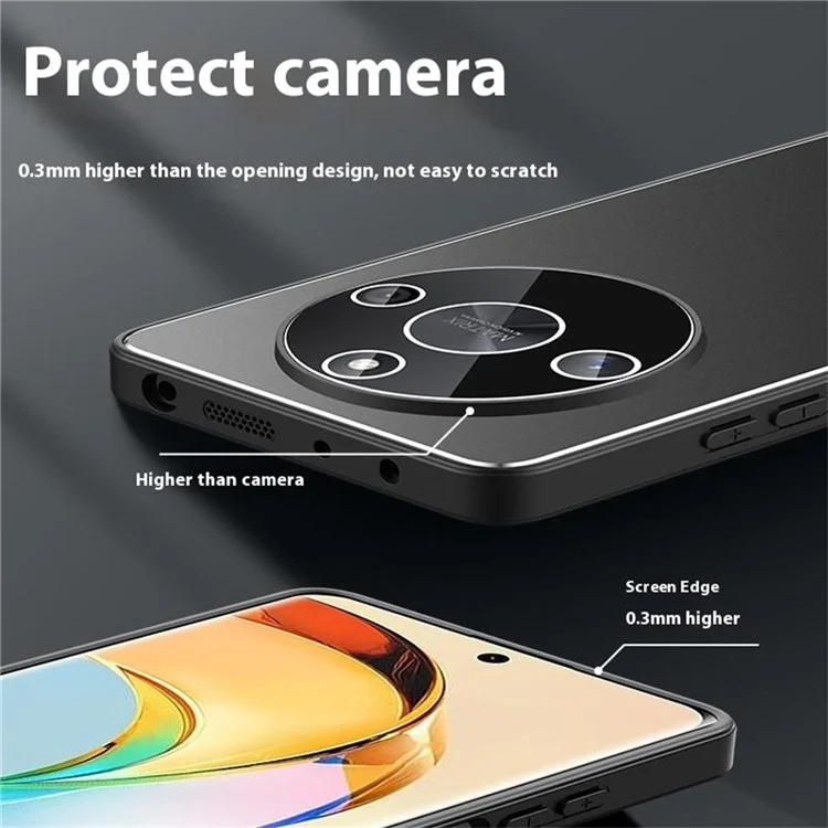 Capa para Honor X40 5G / X9a 5G em PC + TPU com Acabamento Fosco e Película para Lente - Preto