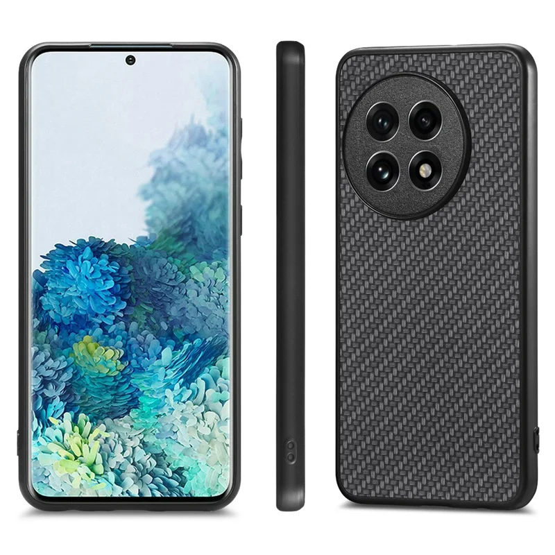 For OnePlus Ace 5 5G / Ace 5 Pro 5G / 13R 5G Case Carbon Fiber Texture PU Leather + PC + TPU Phone Cover - Black