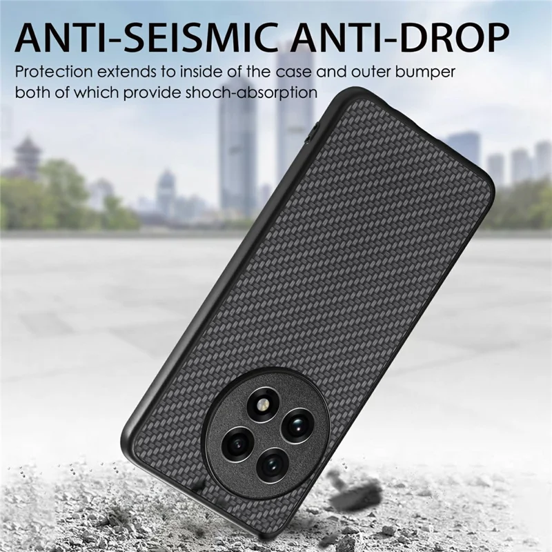 For OnePlus Ace 5 5G / Ace 5 Pro 5G / 13R 5G Case Carbon Fiber Texture PU Leather + PC + TPU Phone Cover - Black