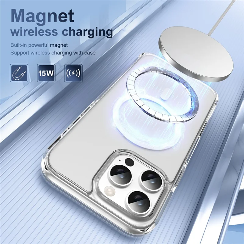 For iPhone 16 Pro Case with Camera Touch Control Button PC + TPU Phone Cover Compatible with MagSafe - Transparent