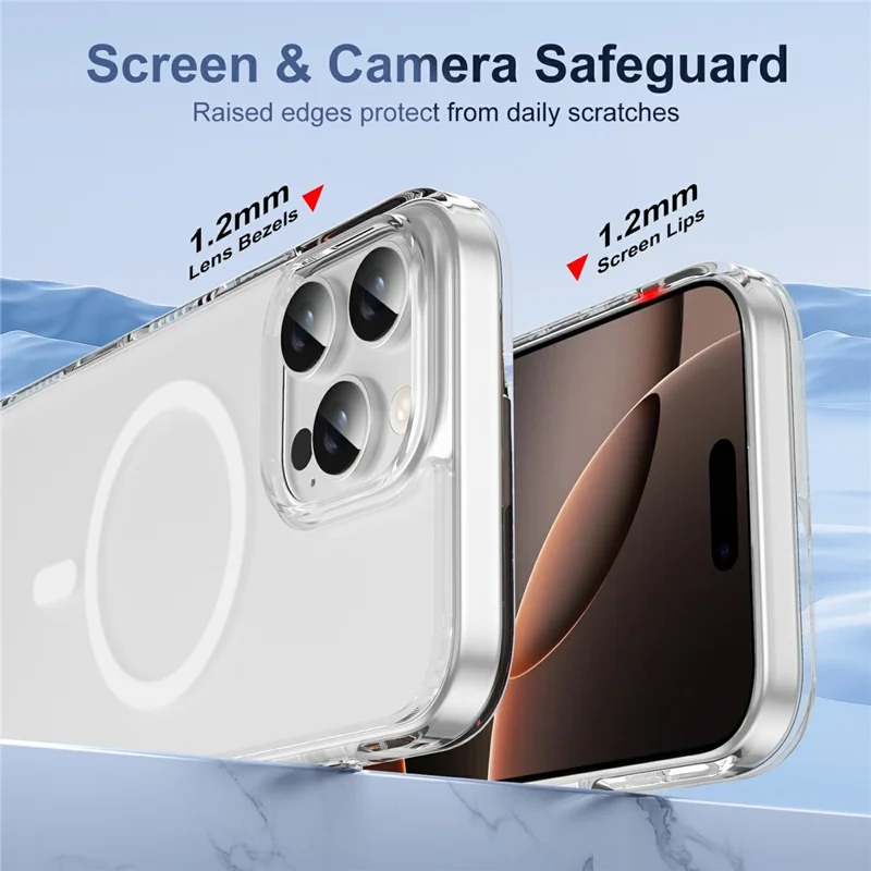 For iPhone 16 Pro Case with Camera Touch Control Button PC + TPU Phone Cover Compatible with MagSafe - Transparent