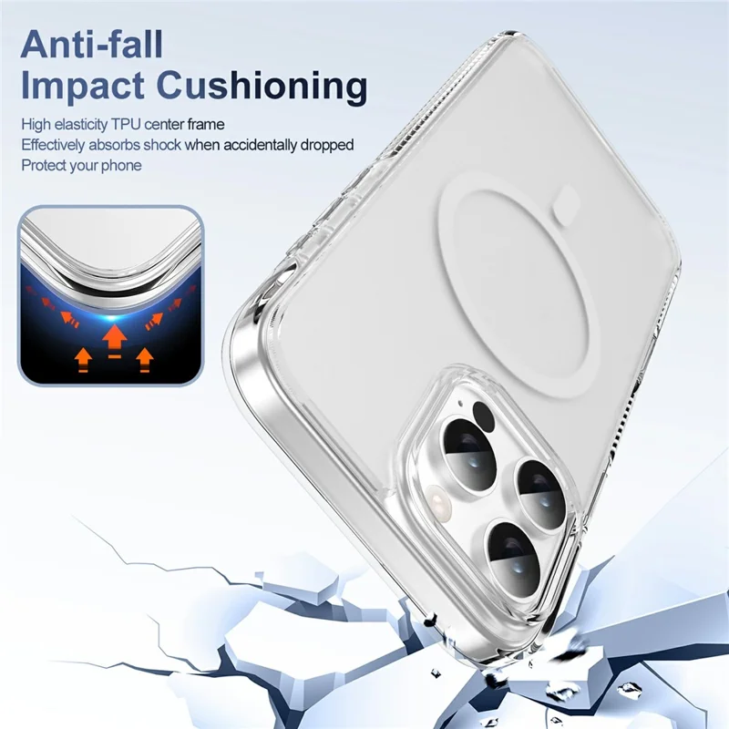 For iPhone 16 Pro Case with Camera Touch Control Button PC + TPU Phone Cover Compatible with MagSafe - Transparent