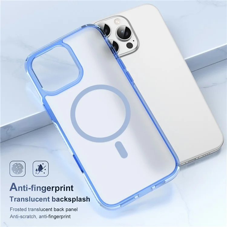 For iPhone 16 Plus Case with Camera Touch Control Button PC + TPU Phone Cover Compatible with MagSafe - Transparent Blue
