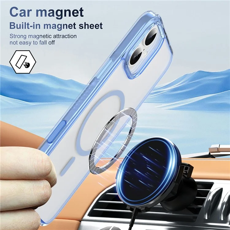 For iPhone 16 Plus Case with Camera Touch Control Button PC + TPU Phone Cover Compatible with MagSafe - Transparent Blue