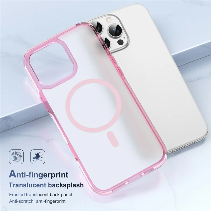For iPhone 16 Plus Case with Camera Touch Control Button PC + TPU Phone Cover Compatible with MagSafe - Transparent Pink