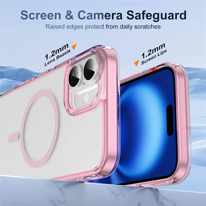 For iPhone 16 Plus Case with Camera Touch Control Button PC + TPU Phone Cover Compatible with MagSafe - Transparent Pink