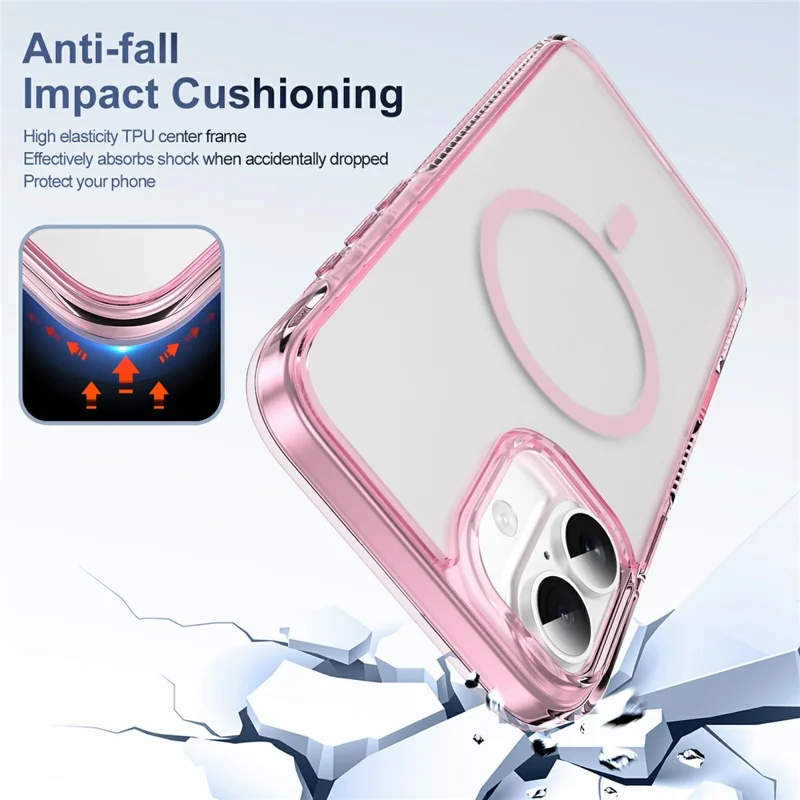For iPhone 16 Plus Case with Camera Touch Control Button PC + TPU Phone Cover Compatible with MagSafe - Transparent Pink