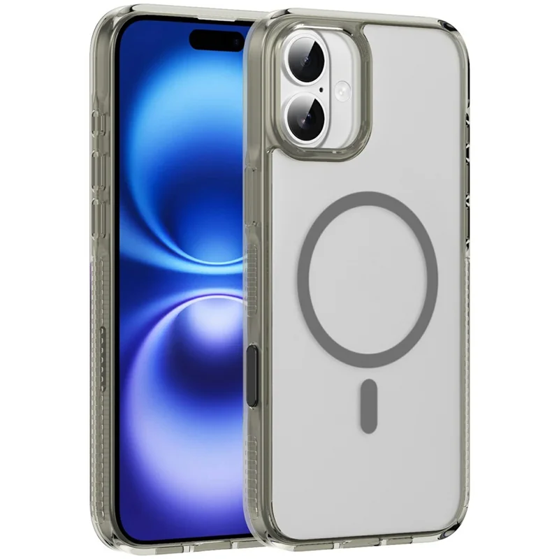 For iPhone 16 Plus Case with Camera Touch Control Button PC + TPU Phone Cover Compatible with MagSafe - Transparent Grey