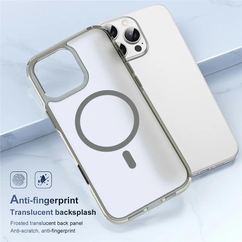 For iPhone 16 Plus Case with Camera Touch Control Button PC + TPU Phone Cover Compatible with MagSafe - Transparent Grey