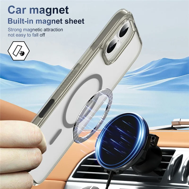 For iPhone 16 Plus Case with Camera Touch Control Button PC + TPU Phone Cover Compatible with MagSafe - Transparent Grey