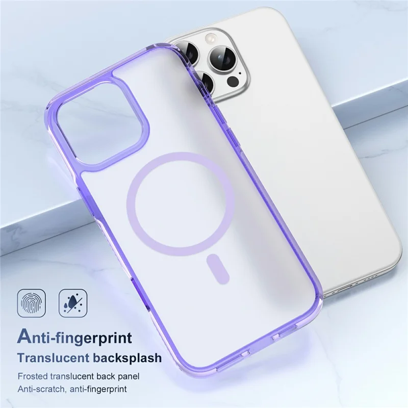 For iPhone 16 Case with Camera Touch Control Button PC + TPU Phone Cover Compatible with MagSafe - Transparent Purple