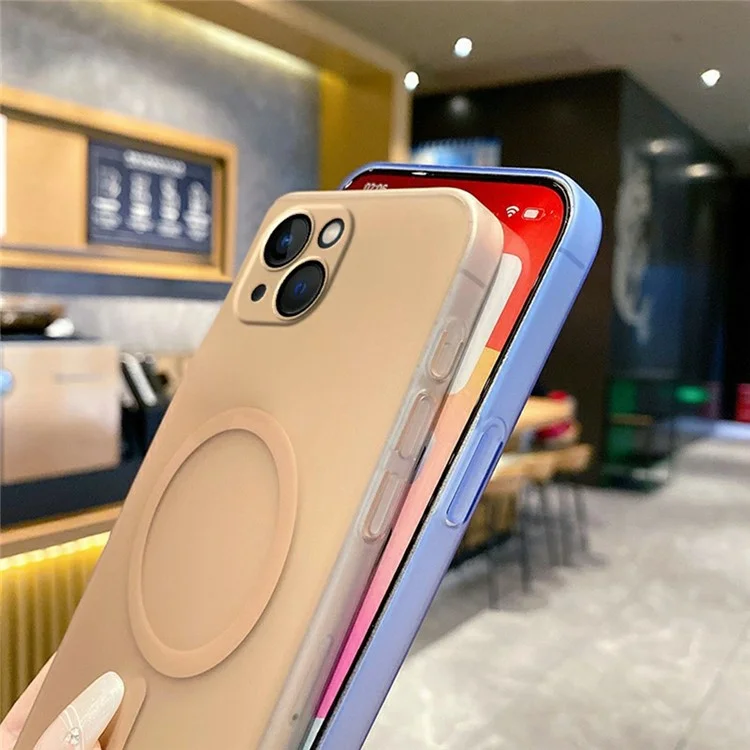 For iPhone 15 Magnetic Case Compatible with MagSafe Frosted PC Phone Cover with Camera Lens Protector - Titanium Grey