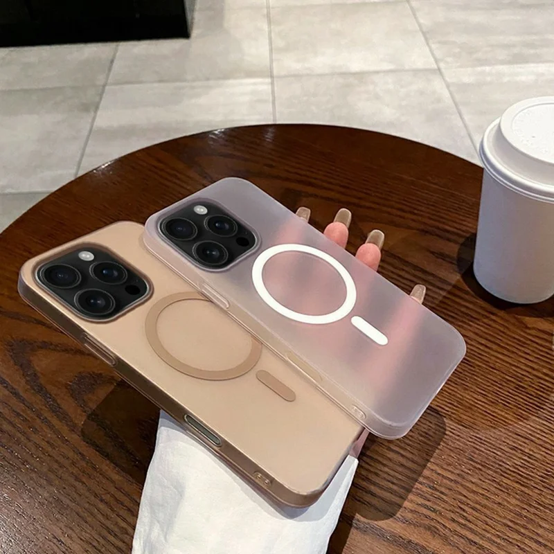 For iPhone 16 Pro Max Magnetic Case Compatible with MagSafe Frosted PC Phone Cover - Desert Gold