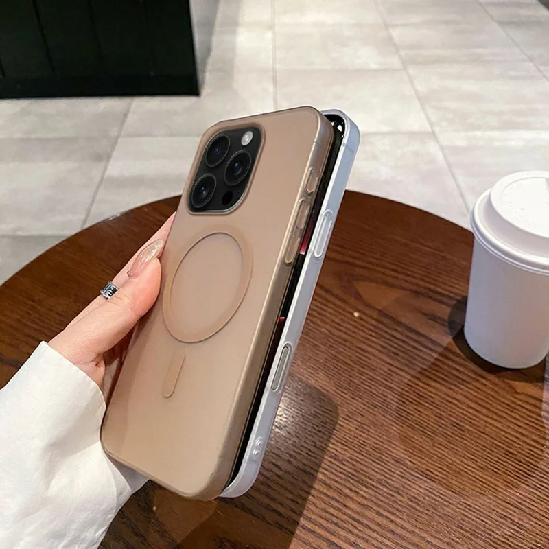 For iPhone 16 Pro Max Magnetic Case Compatible with MagSafe Frosted PC Phone Cover - Desert Gold