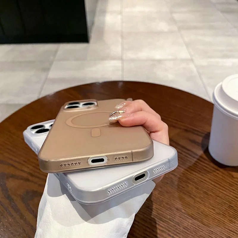 For iPhone 16 Magnetic Case Compatible with MagSafe Frosted PC Phone Cover - Desert Gold