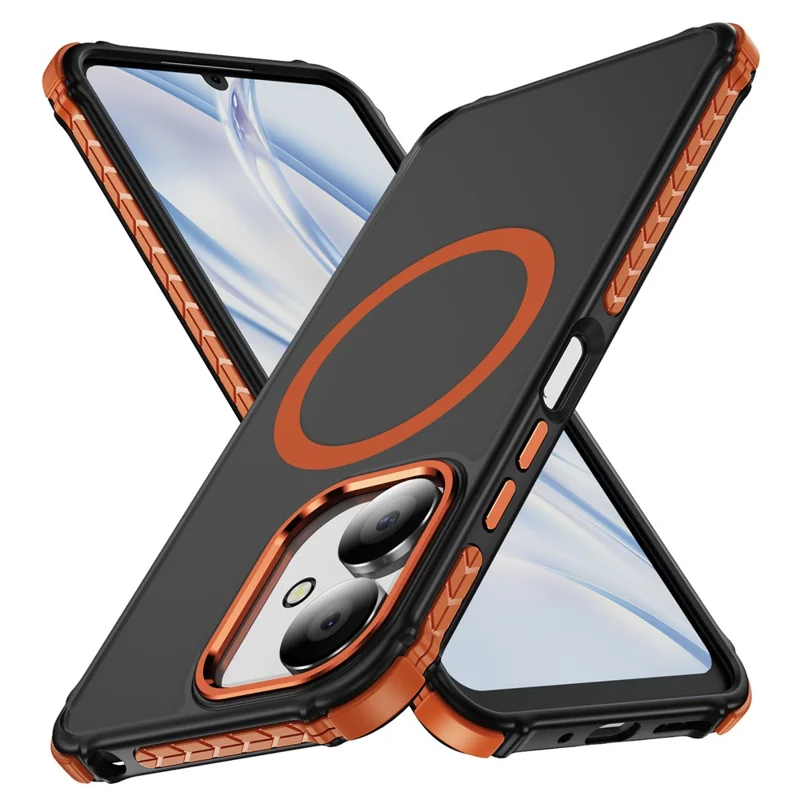 Phone Case for Xiaomi Redmi 13C 4G / 5G / 13R 5G / Poco C65 4G / M6 5G Magnetic Case PC + TPU Skin Feeling Back Cover - Orange