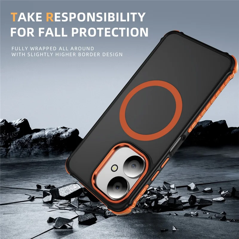 Phone Case for Xiaomi Redmi 13C 4G / 5G / 13R 5G / Poco C65 4G / M6 5G Magnetic Case PC + TPU Skin Feeling Back Cover - Orange