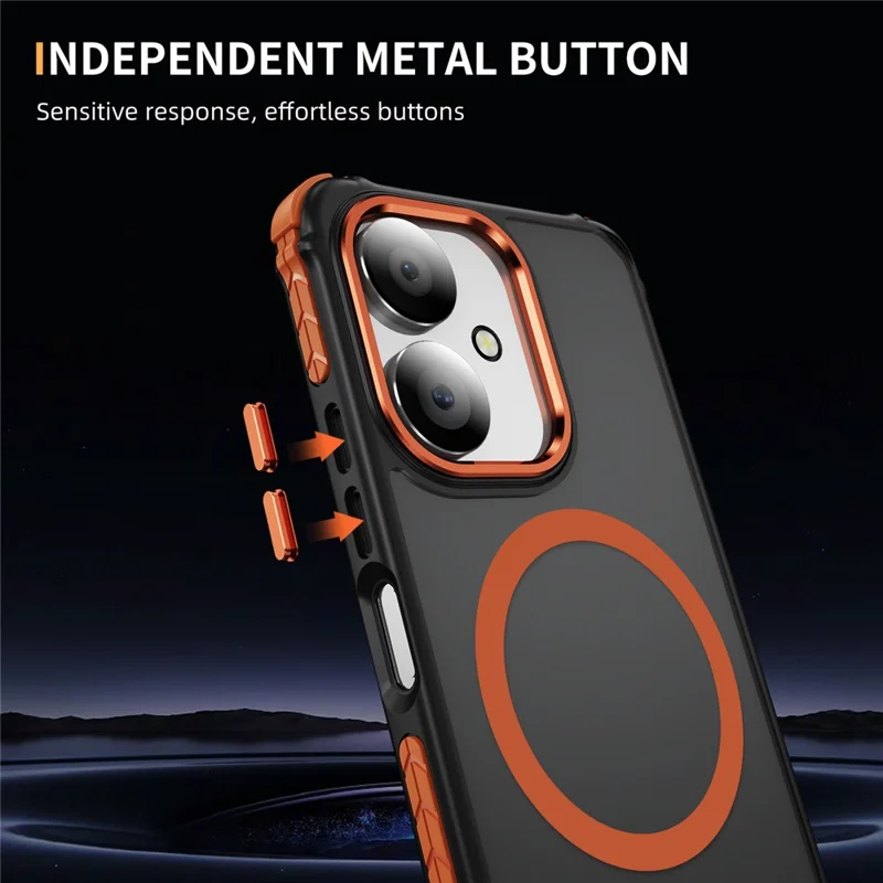Phone Case for Xiaomi Redmi 13C 4G / 5G / 13R 5G / Poco C65 4G / M6 5G Magnetic Case PC + TPU Skin Feeling Back Cover - Orange